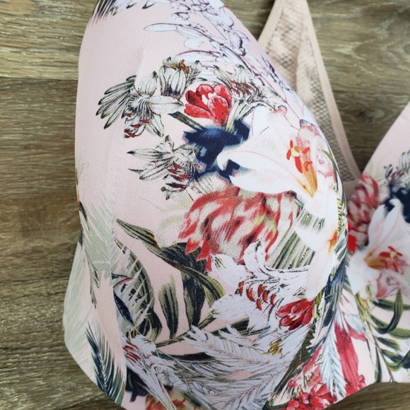 Floral Cacique 42 H Racerback Bra with Padded Under Support Plus Size - Picture 14 of 16